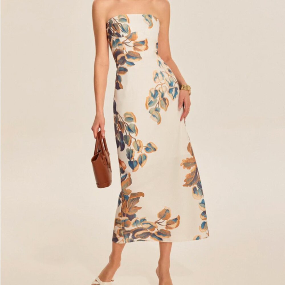 Floral Print Strapless Dress